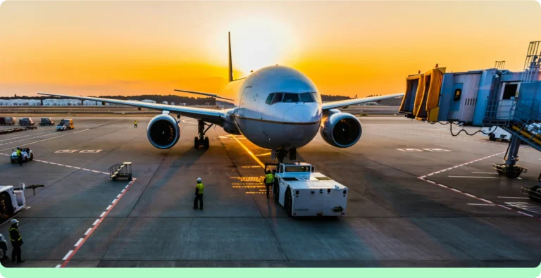 sunrise at an airport