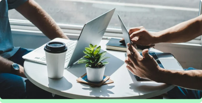 people working in a cafe
